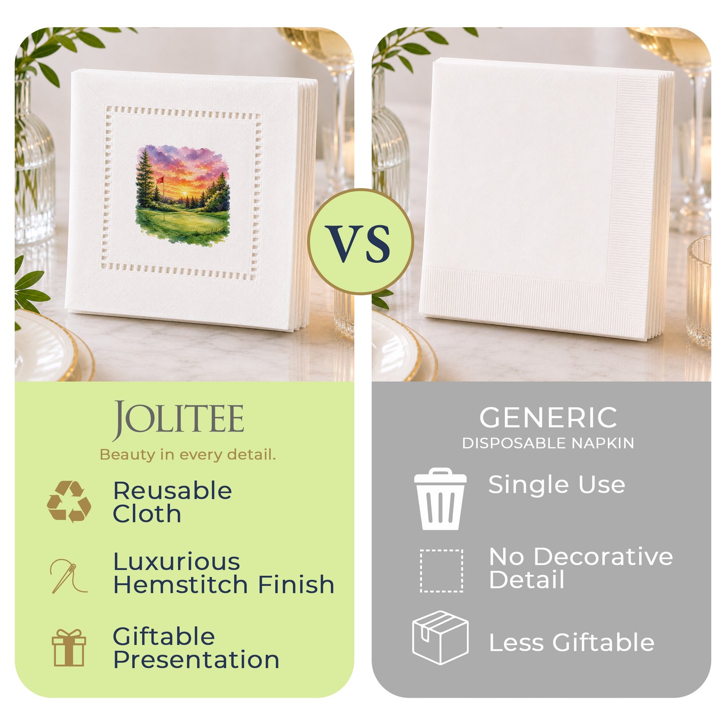 Sunset Golf Hemstitch Napkins