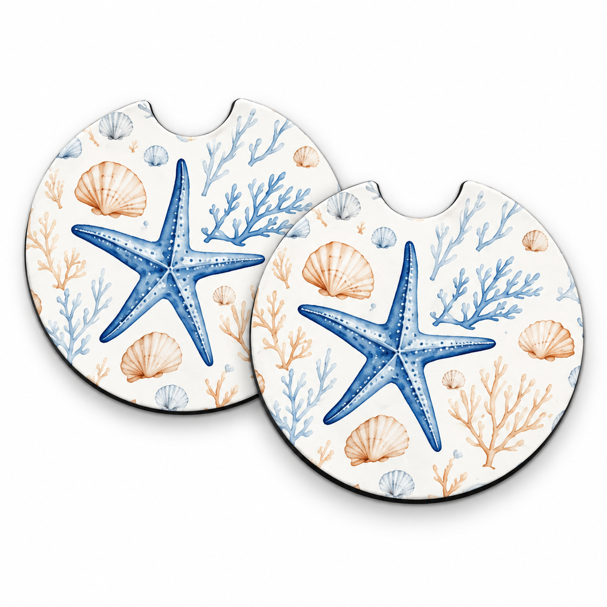 Jolitee Coastal Car Coasters, Absorbent Neoprene Cup Holder