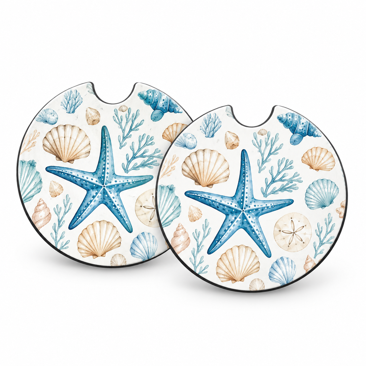 Jolitee Coastal Car Coasters, Absorbent Neoprene Cup Holder