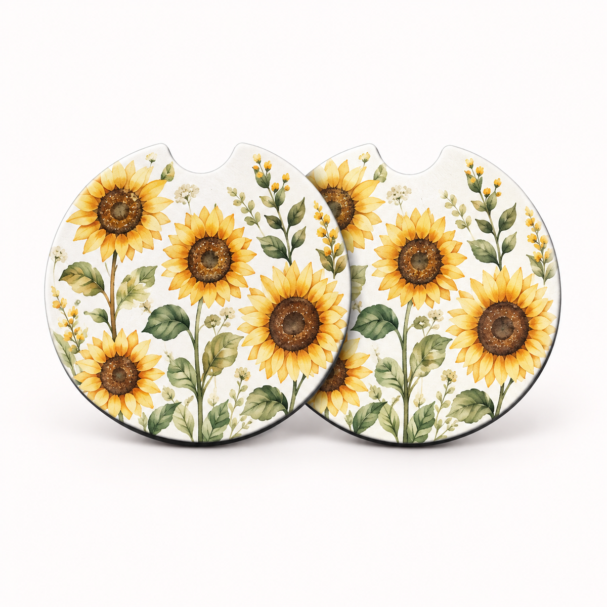 Jolitee Florals Car Coasters, Absorbent Neoprene Cup Holder