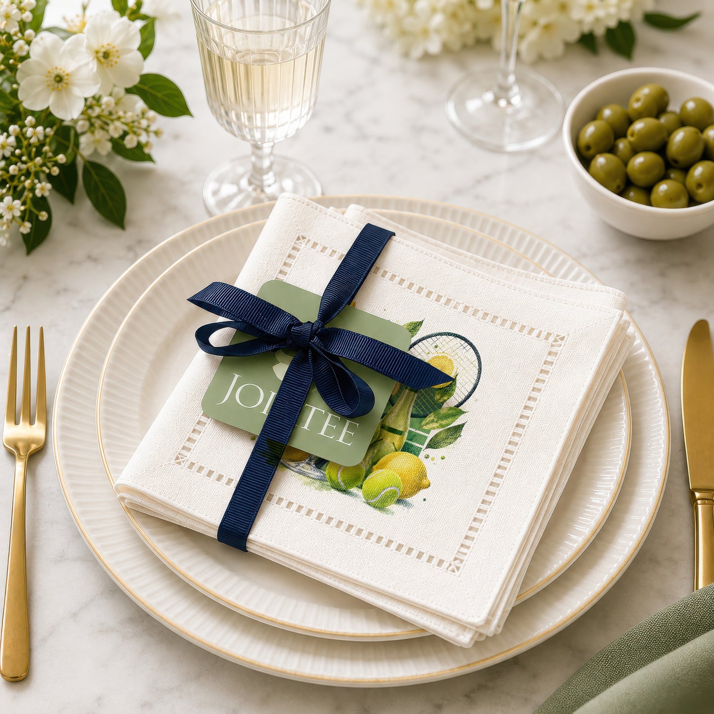 Tennis Lemon Hemstitch Napkins
