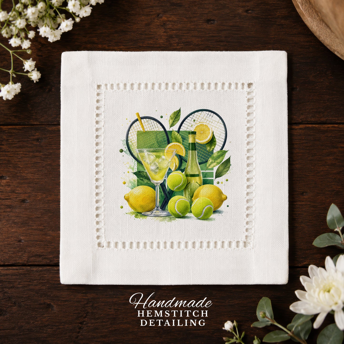 Tennis Lemon Hemstitch Napkins