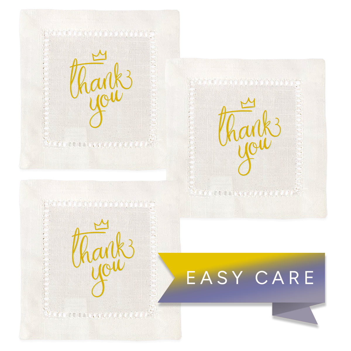 Thank You (Crown) Hemstitch Napkins
