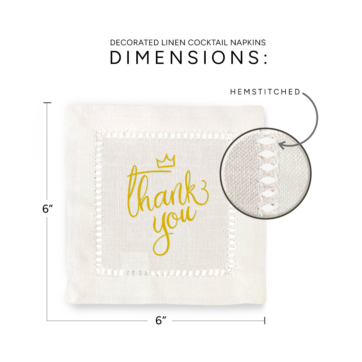 Thank You (Crown) Hemstitch Napkins