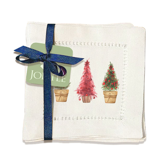 Triple Christmas Trees Hemstitch Napkins