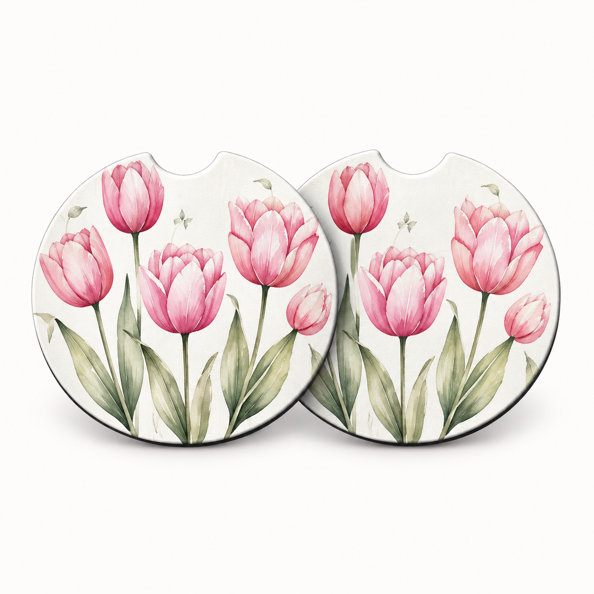 Jolitee Garden Florals Car Coasters, Absorbent Neoprene Cup Holder Inserts, Set of 2