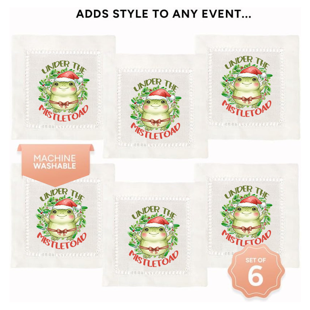 Under The Mistletoad Hemstitch Napkins