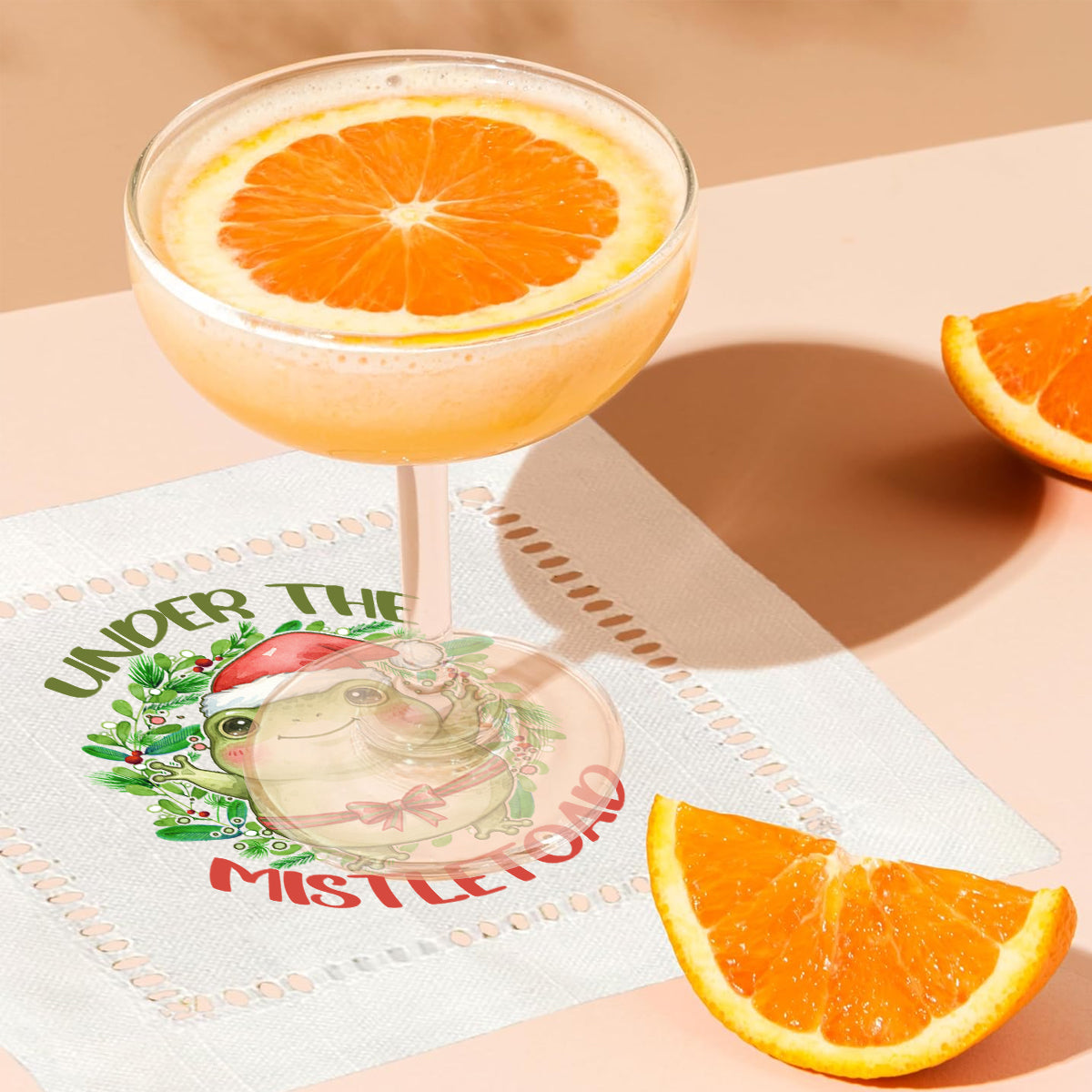 Under The Mistletoad Hemstitch Napkins