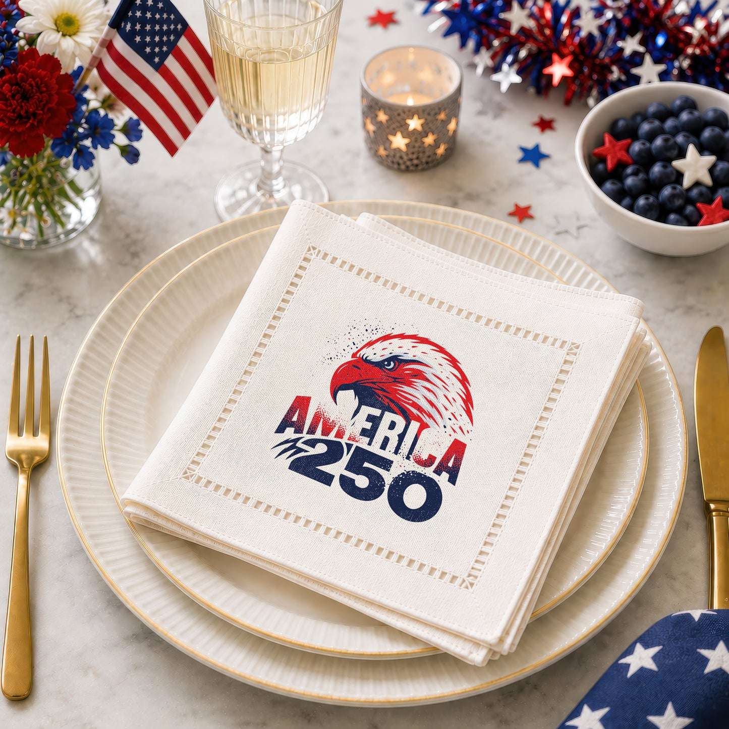 America 250 Eagle Legacy Hemstitch Napkins