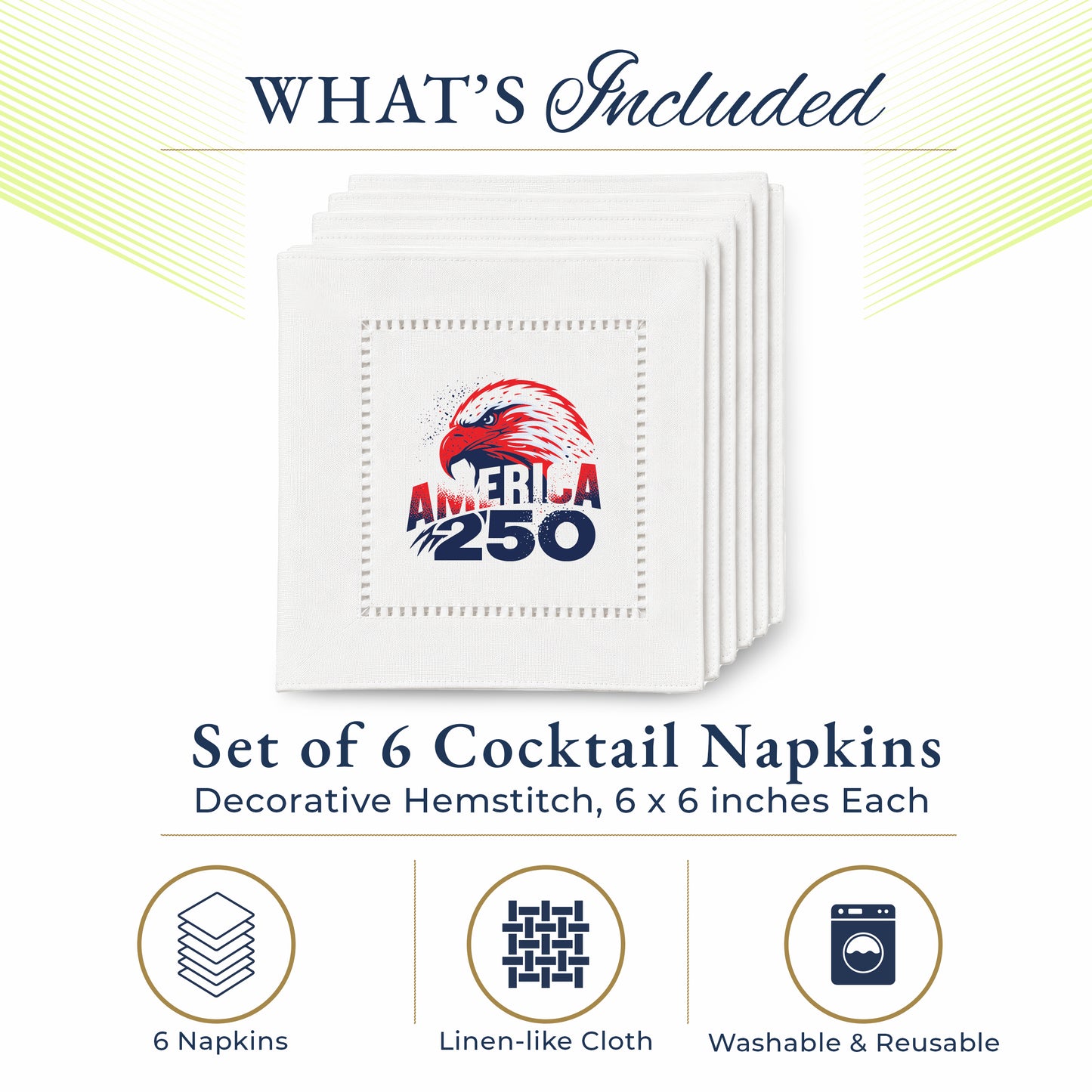America 250 Eagle Legacy Hemstitch Napkins