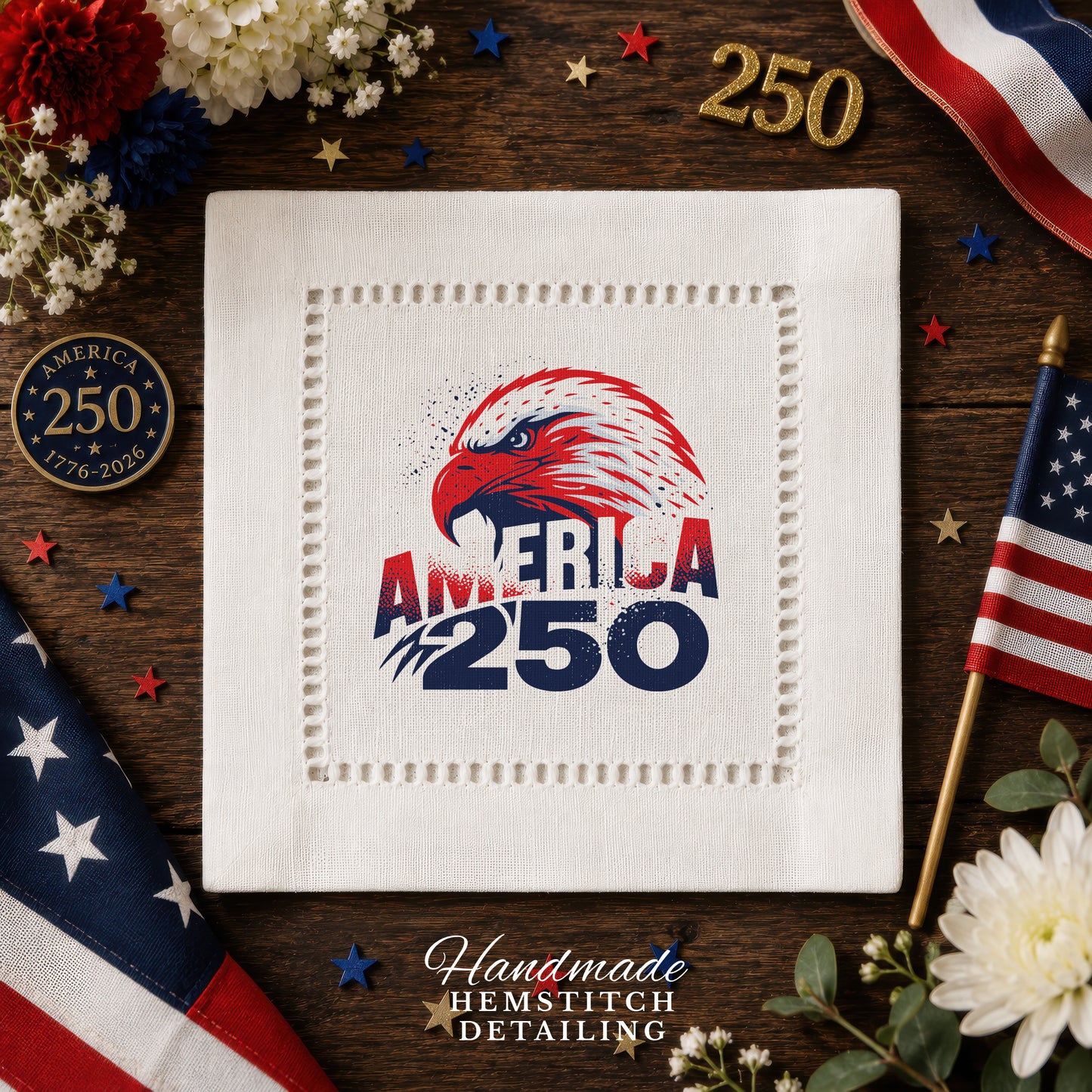 America 250 Eagle Legacy Hemstitch Napkins