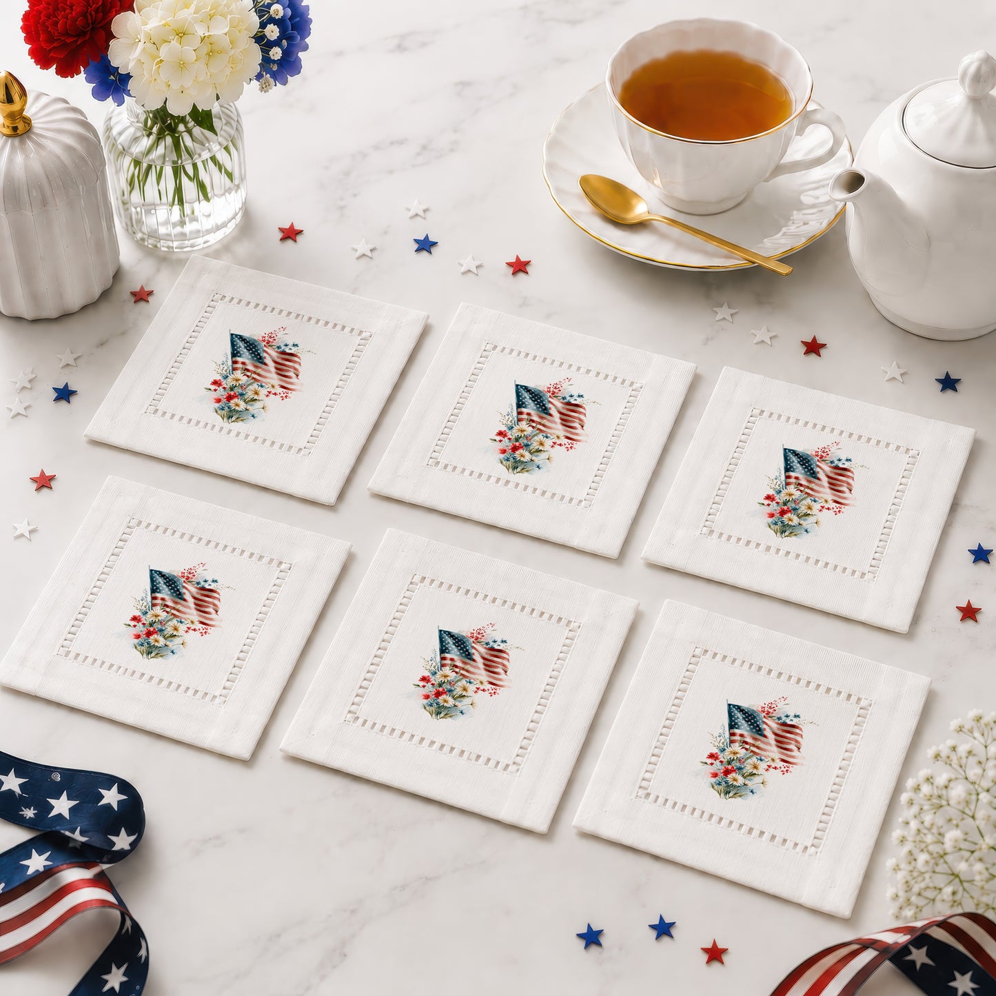 America 250 Liberty Blooms Hemstitch Napkins