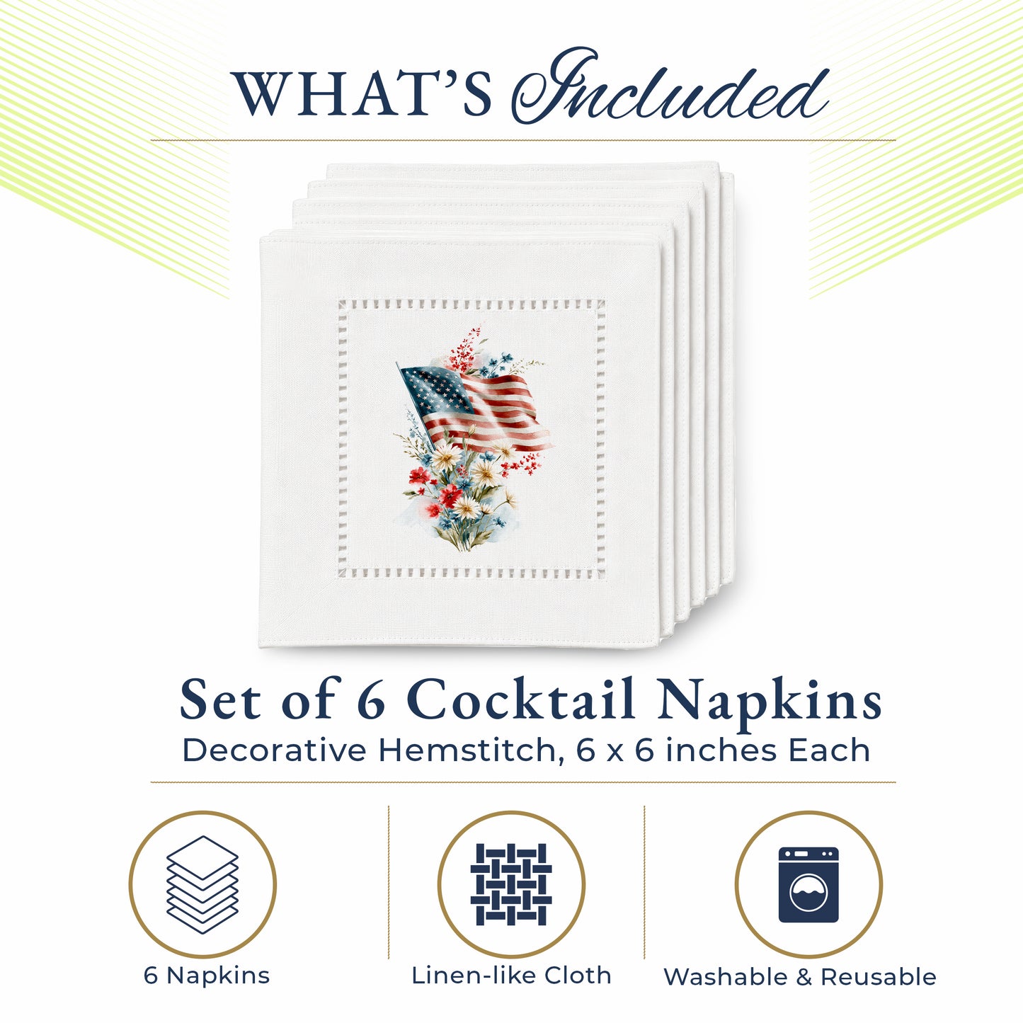 America 250 Liberty Blooms Hemstitch Napkins