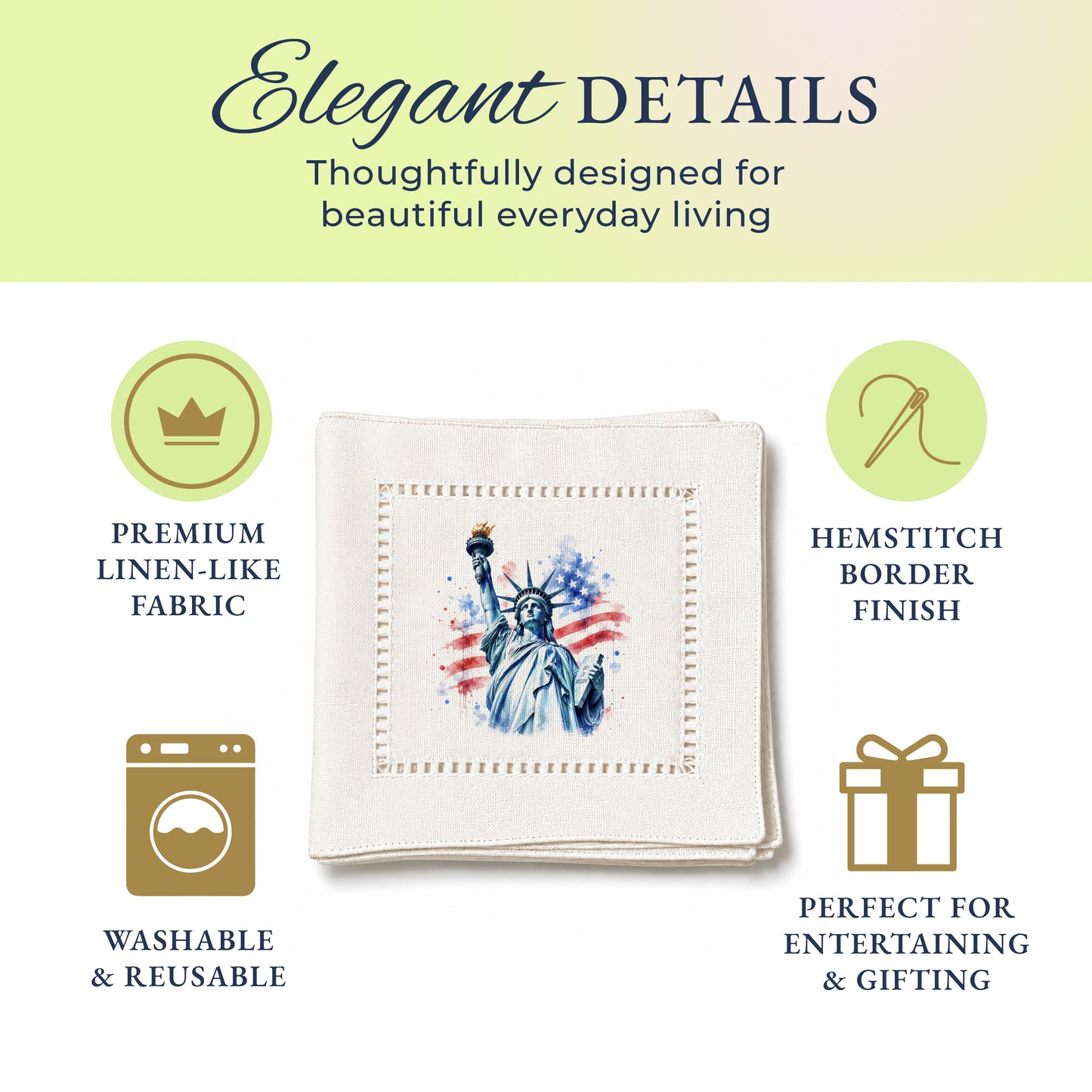 America 250 Liberty Legacy Hemstitch Napkins