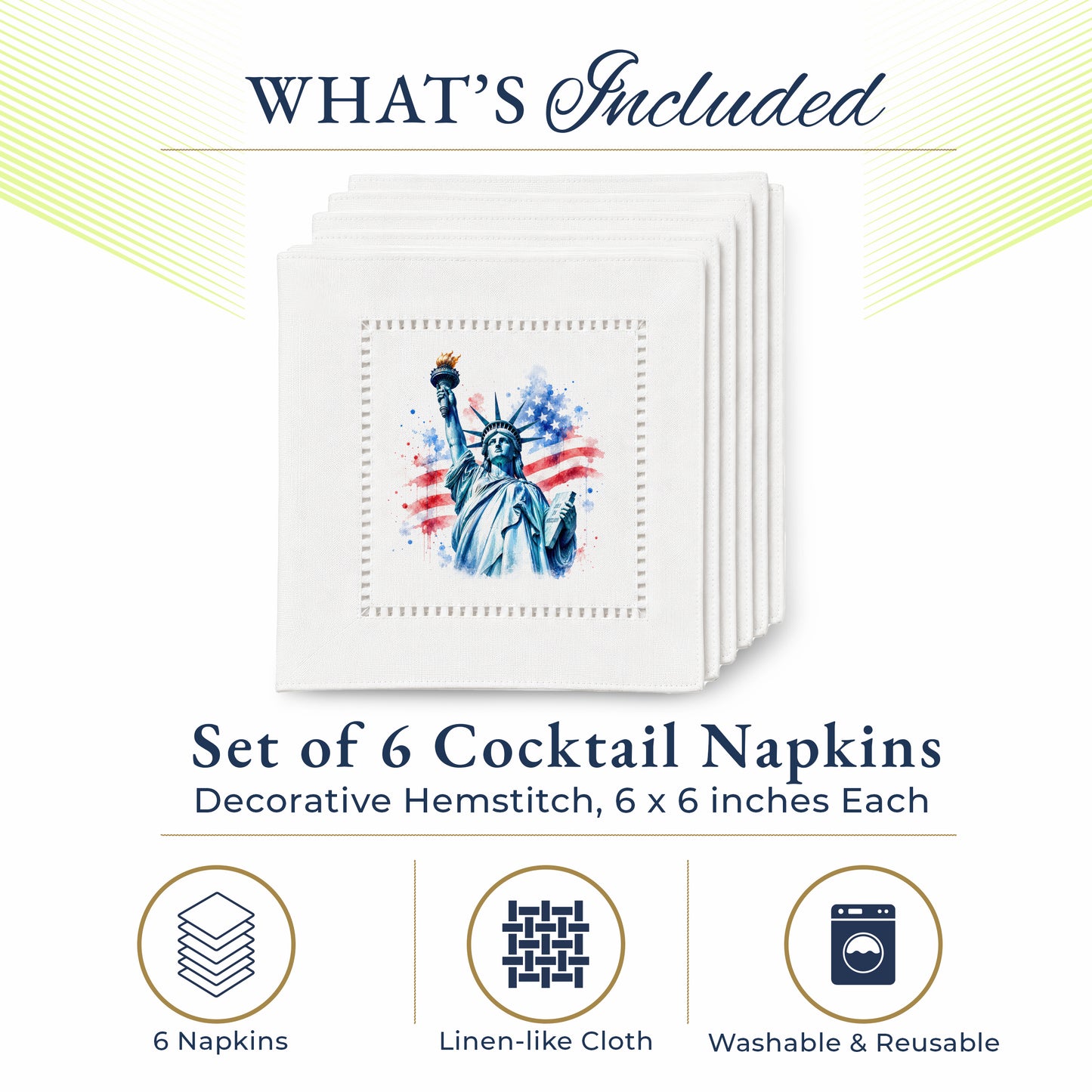 America 250 Liberty Legacy Hemstitch Napkins