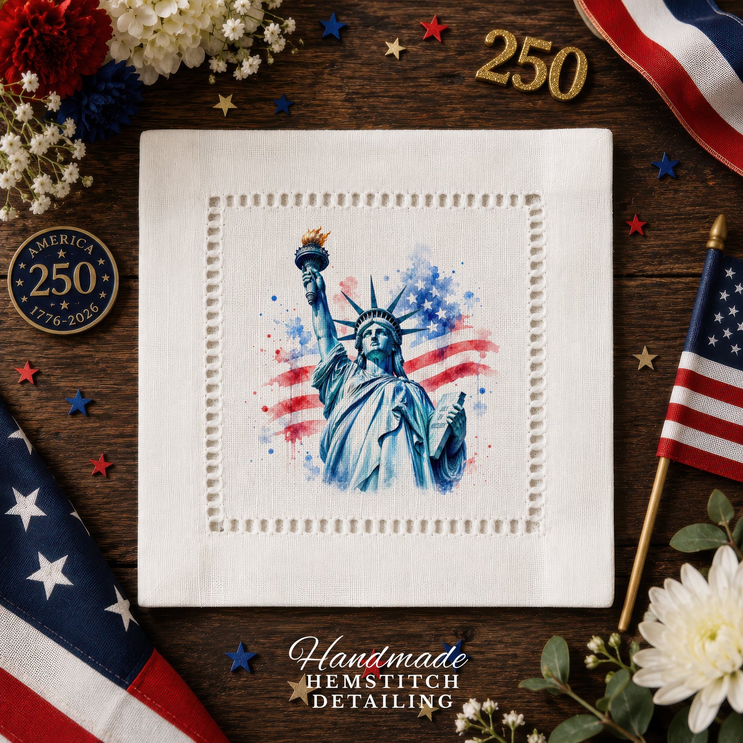 America 250 Liberty Legacy Hemstitch Napkins
