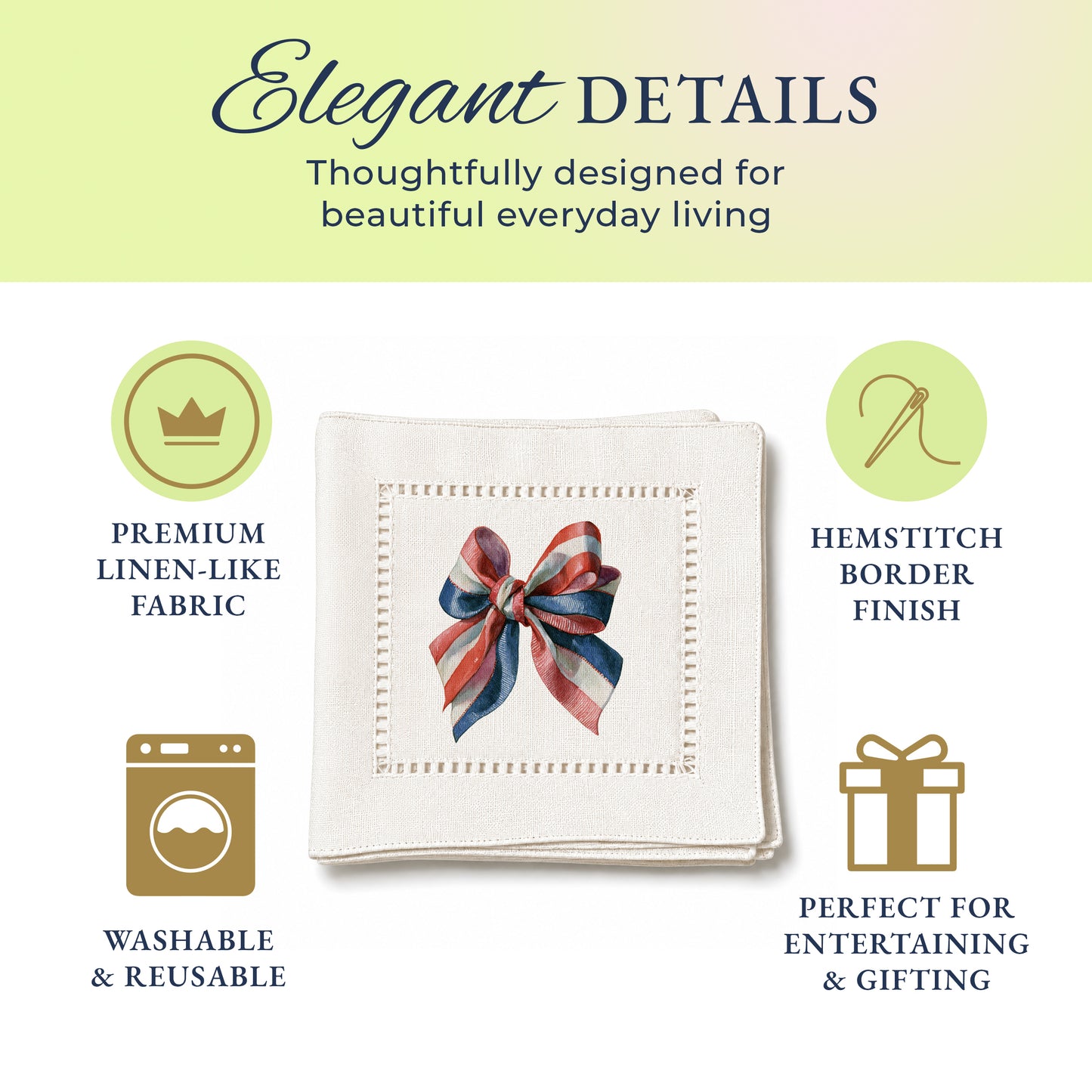 America 250 Ribbon Hemstitch Napkins