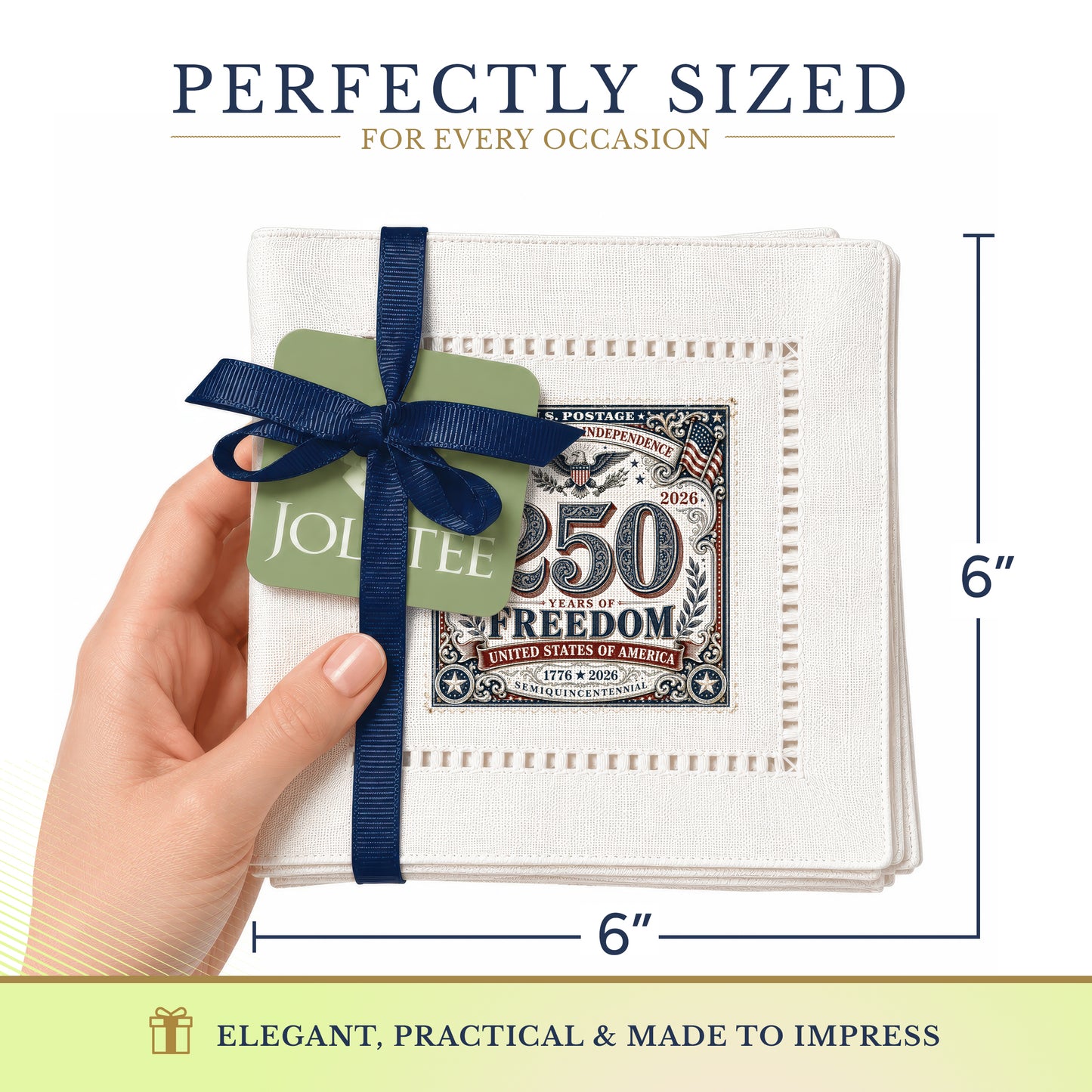 America 250 Stamp Hemstitch Napkins
