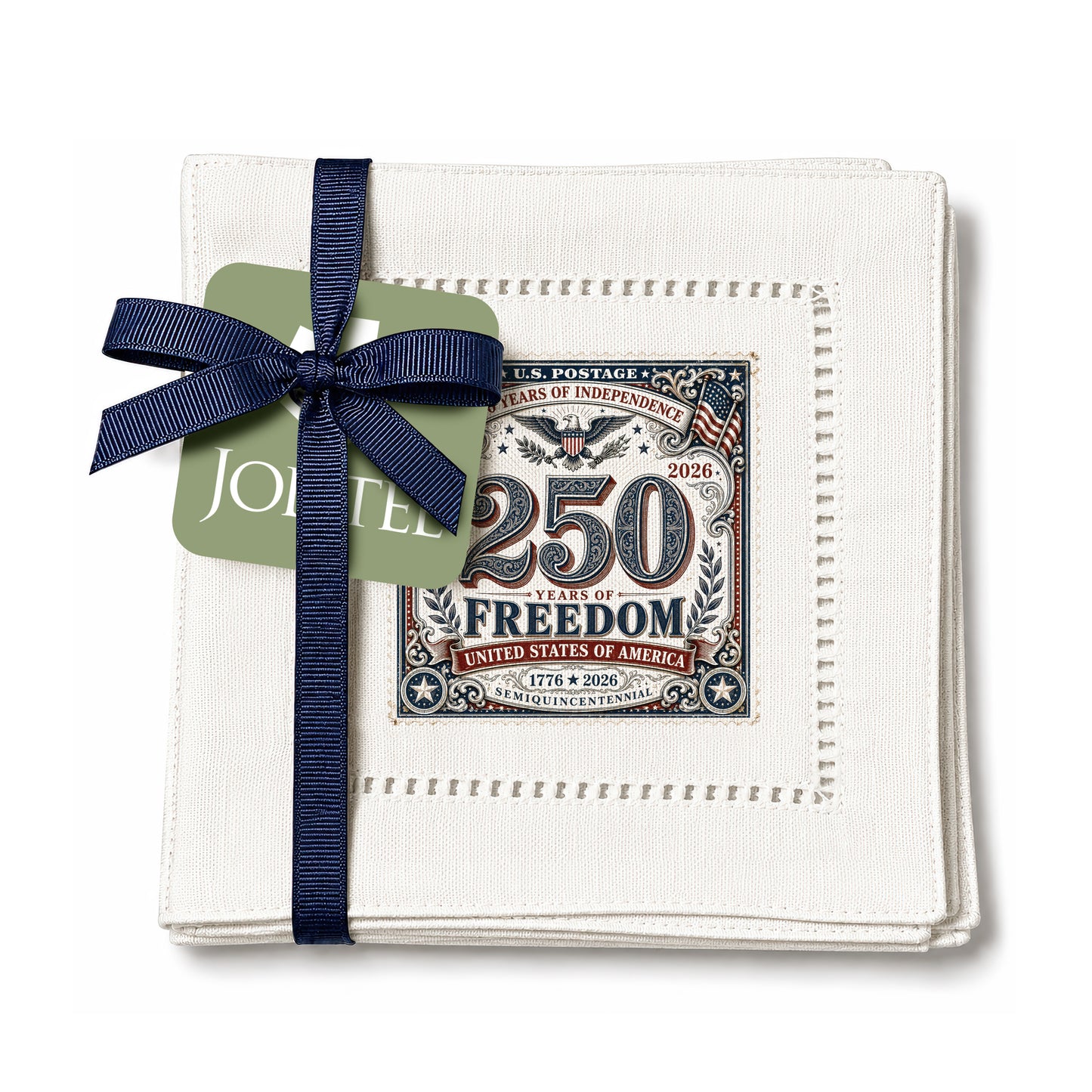 America 250 Stamp Hemstitch Napkins
