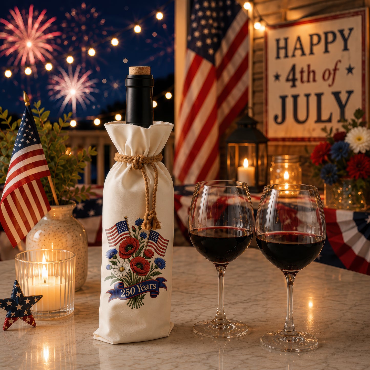 Bottle Bags - America 250 Flowers