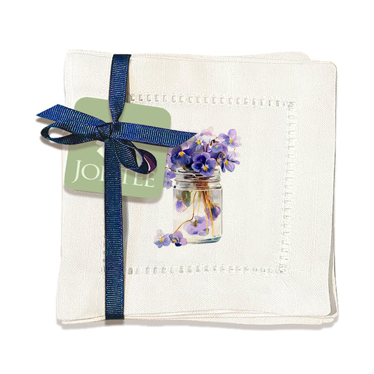 Violets Hemstitch Napkins