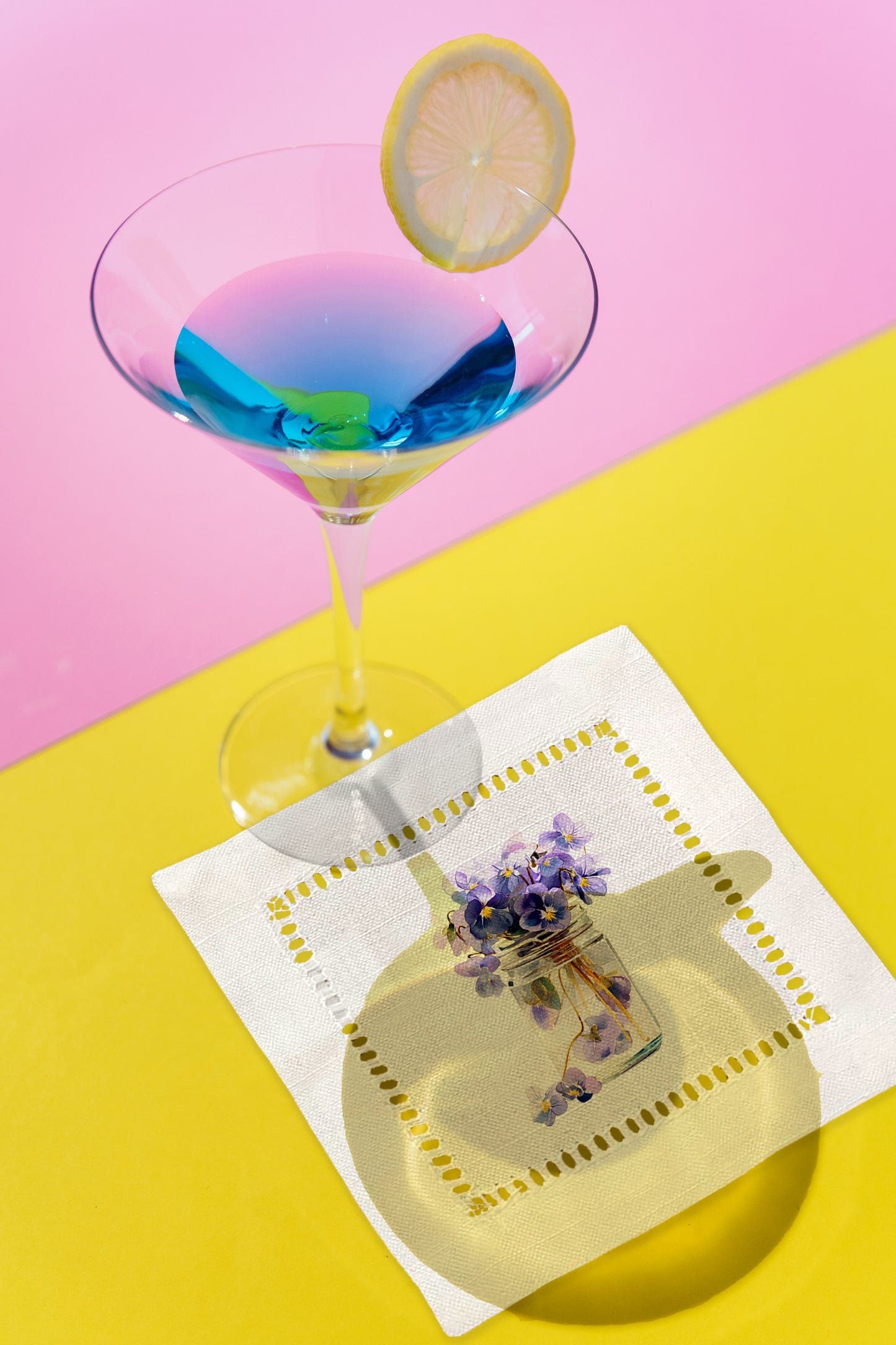 Violets Hemstitch Napkins