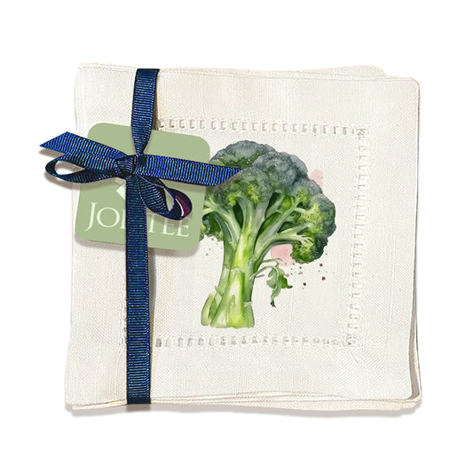 Watercolor Brocolli Hemstitch Napkins