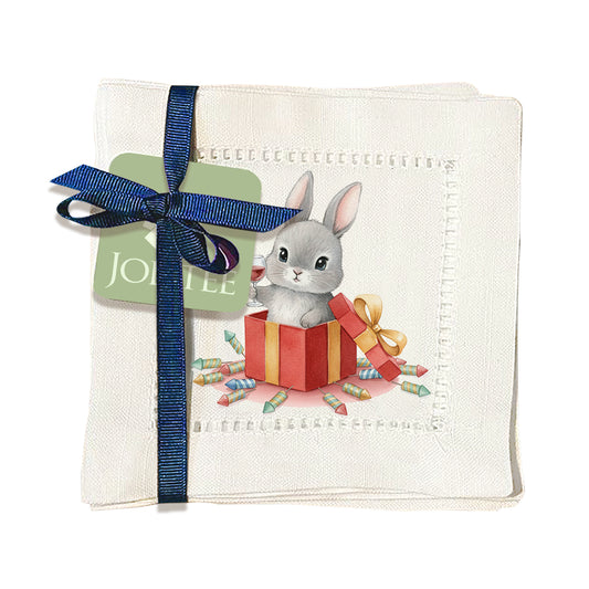 Watercolor Bunny Hemstitch Napkins