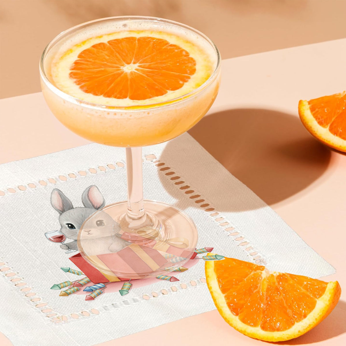 Watercolor Bunny Hemstitch Napkins