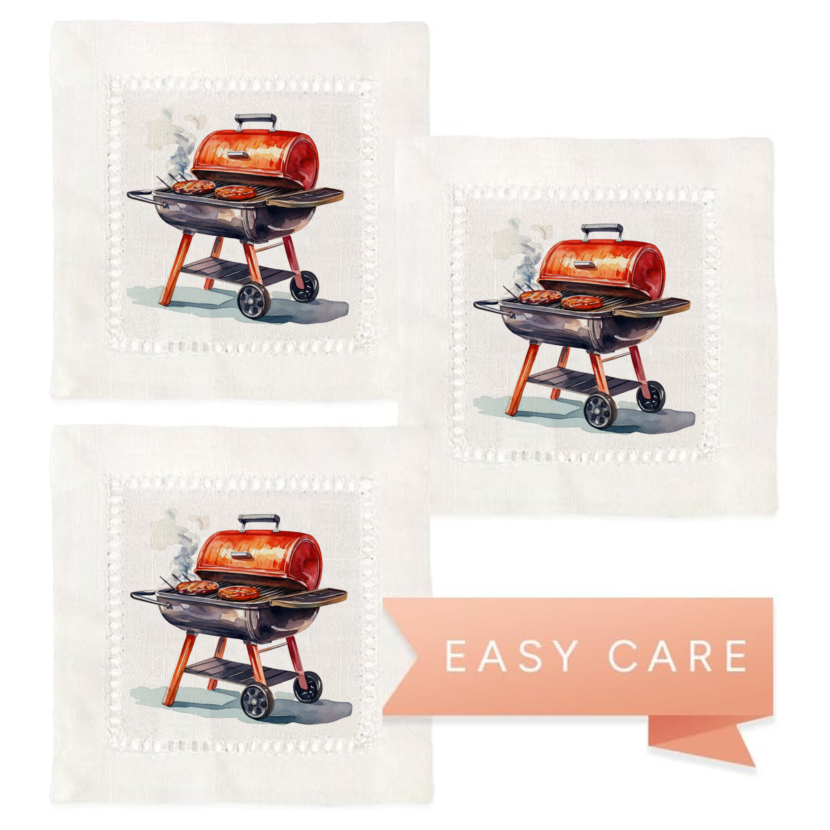 Watercolor Grill Hemstitch Napkins