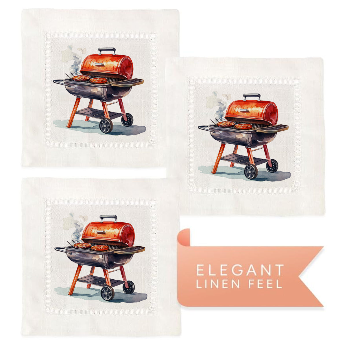 Watercolor Grill Hemstitch Napkins