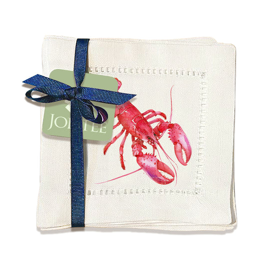 Watercolor Lobster Hemstitch Napkins
