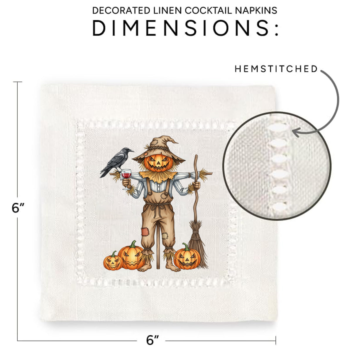 Watercolor Scarecrow Hemstitch Napkins