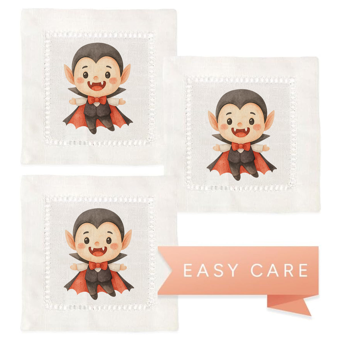 Watercolor Vampire Hemstitch Napkins