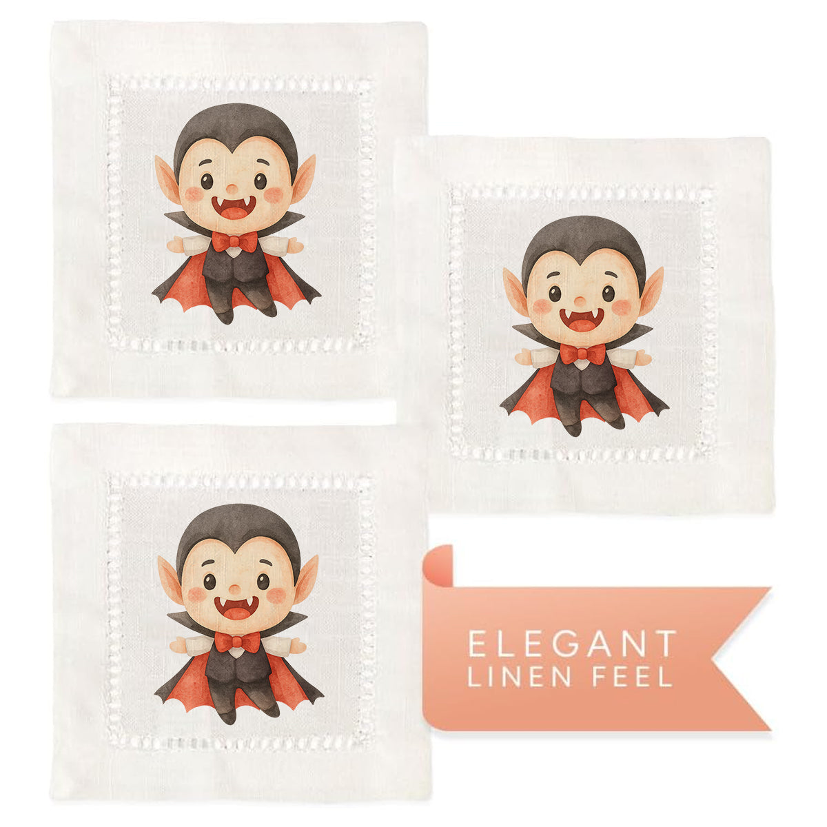 Watercolor Vampire Hemstitch Napkins
