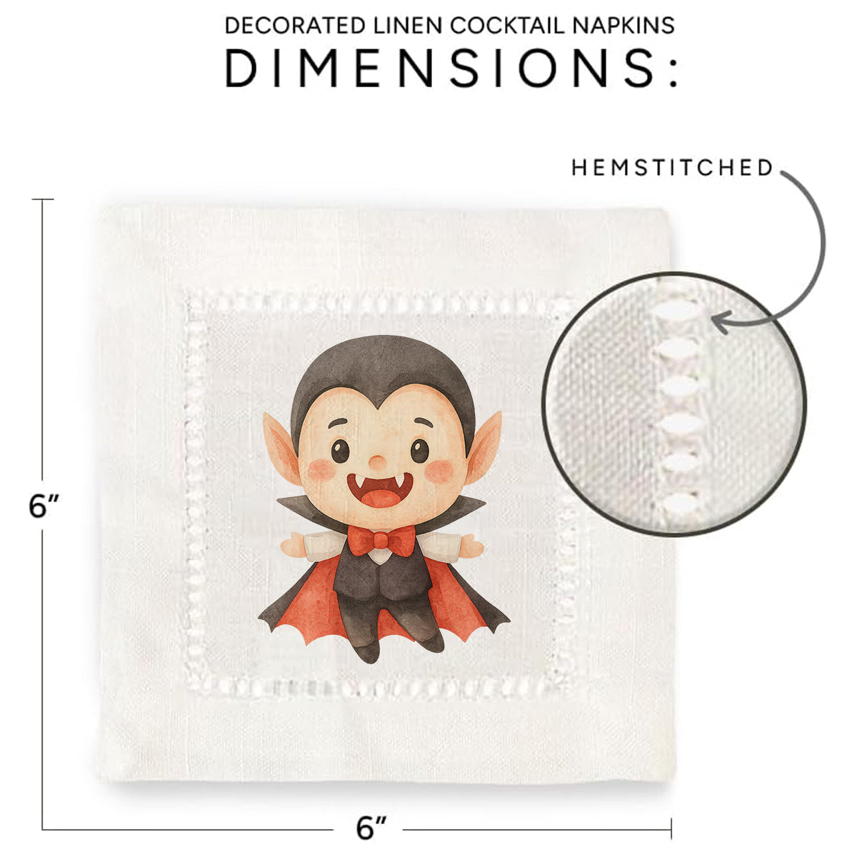 Watercolor Vampire Hemstitch Napkins