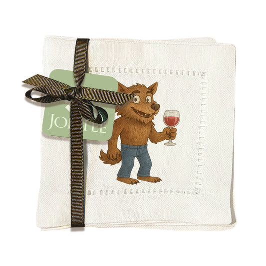 Watercolor Werewolf Hemstitch Napkins
