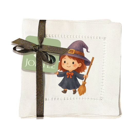 Watercolor Witch Hemstitch Napkins