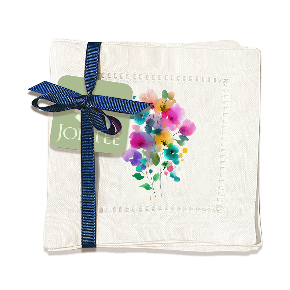 Watercolor Posy Hemstitch Napkins