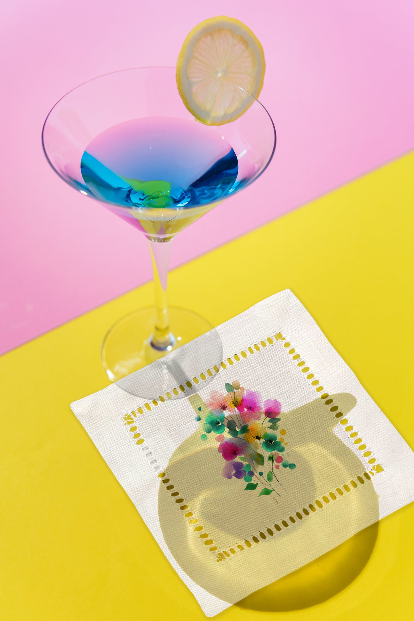 Watercolor Posy Hemstitch Napkins
