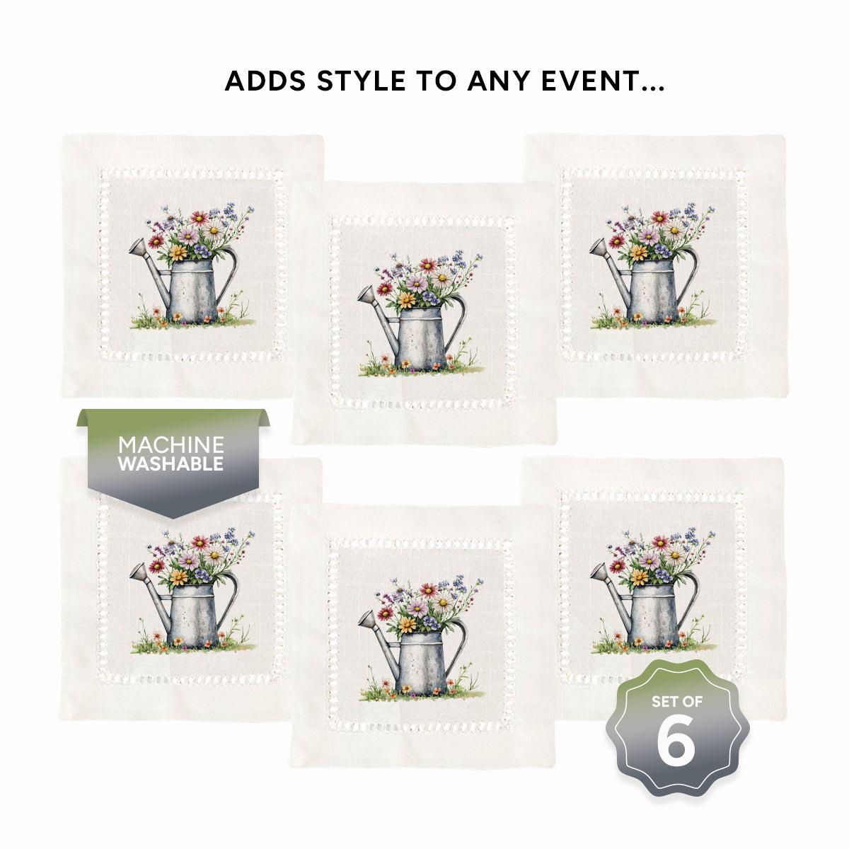 Watering Can Hemstitch Napkins