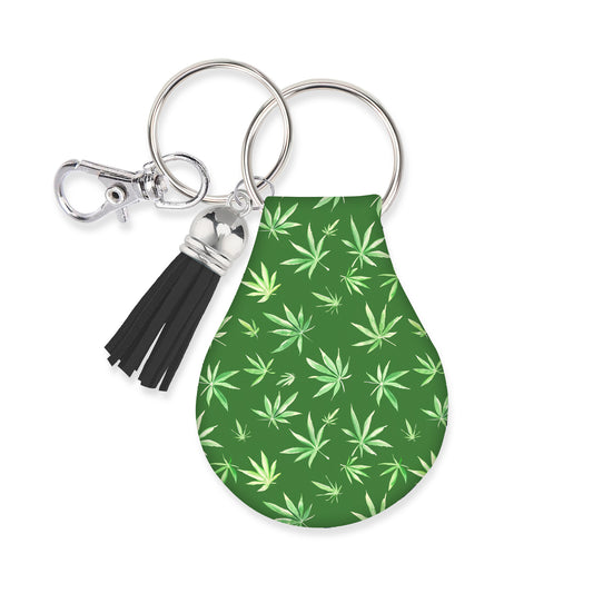 Jolitee Neoprene AirTag Compatible Case Keychain – Durable & Stylish Holder with Secure Ring and Clip, Compatible with Apple AirTag (Weed Leaves Green)