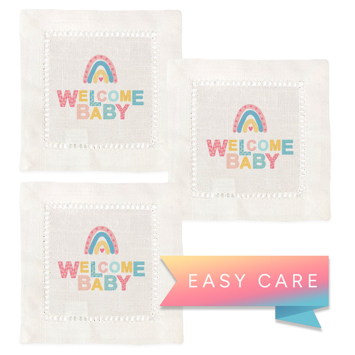 Welcome Baby Hemstitch Napkins