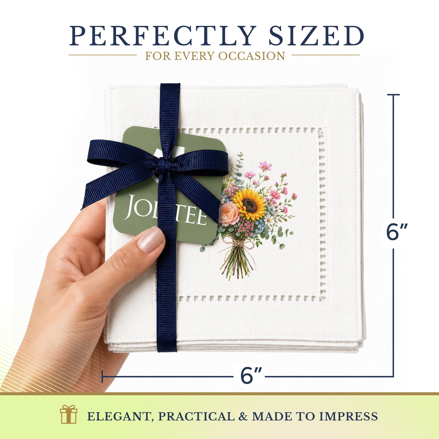 Garden Wildflower Bouquet Hemstitch Napkins