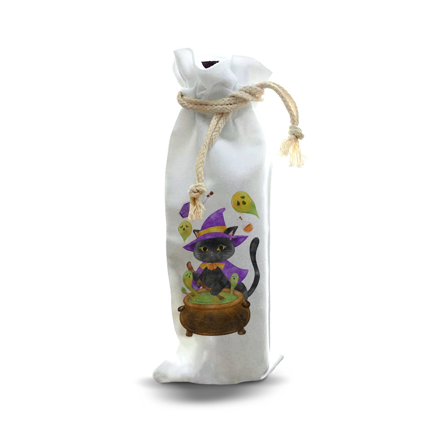 Bottle Bags - Witch Cat Watercolor