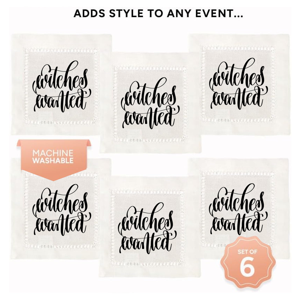 Witches Wanted Hemstitch Napkins