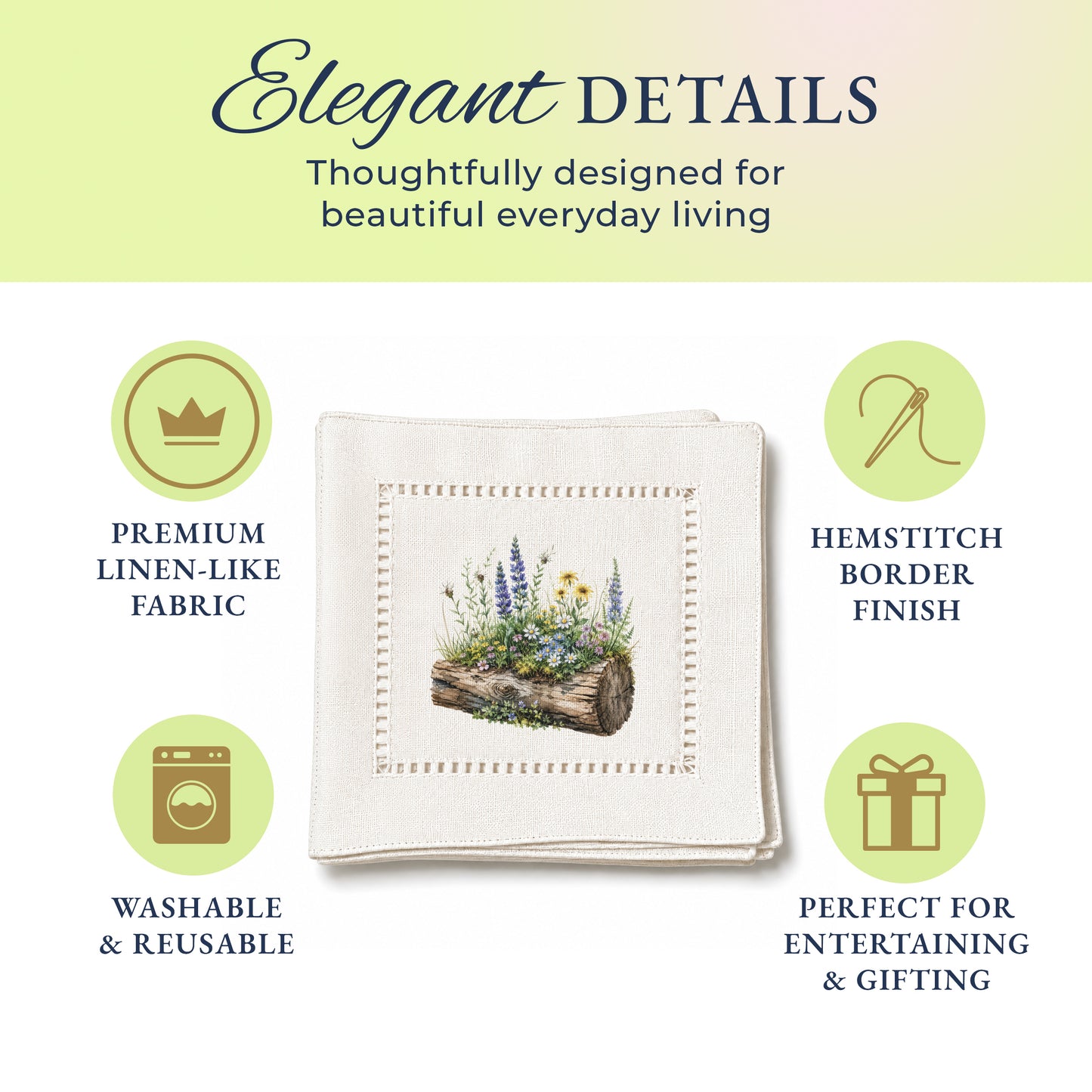 Garden Wood Trunk Hemstitch Napkins