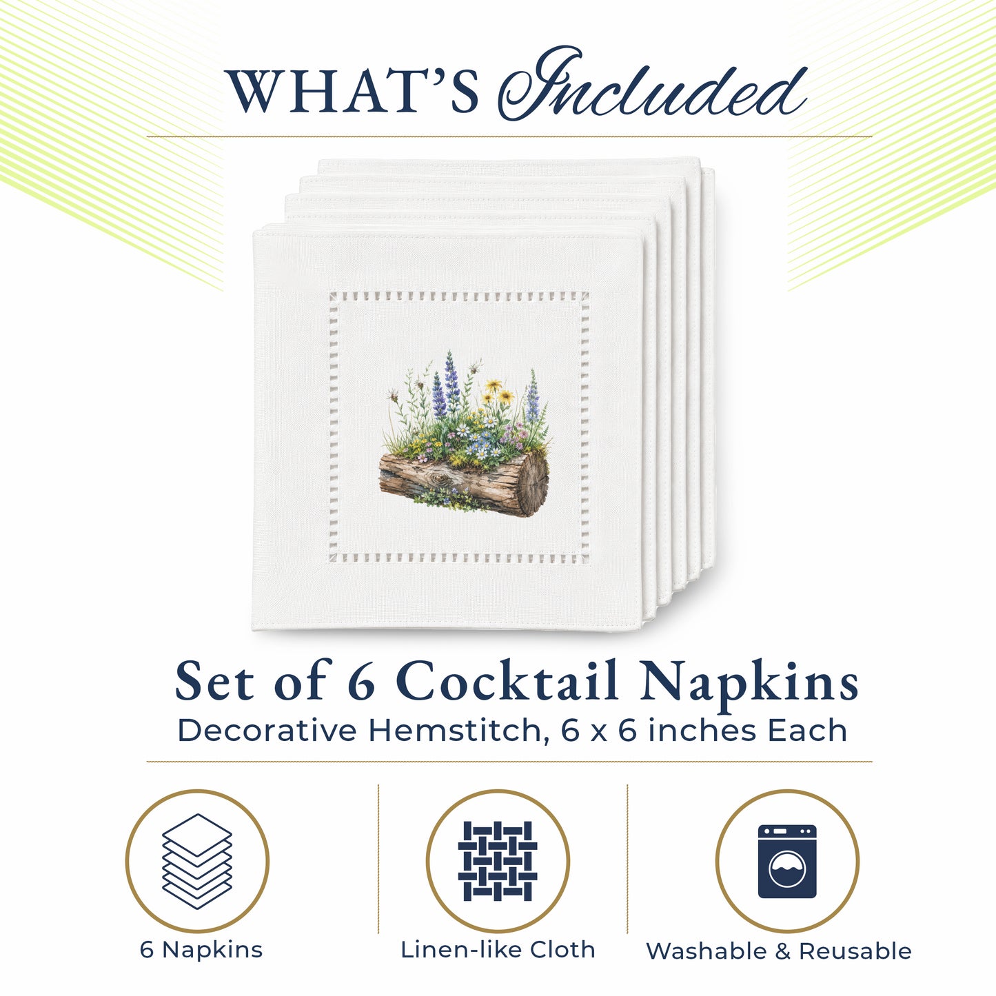 Garden Wood Trunk Hemstitch Napkins