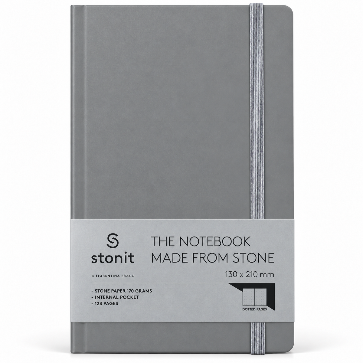 Stonit Stone Paper Notebook, Water-Resistant Dot Grid Journal, Hardcover with Elastic Closure, Silky-Smooth Tear-Resistant Pages, Grey, 128 Pages, 5 x 8 Inches (Copy) (Copy)