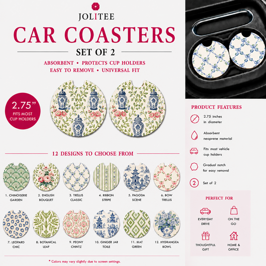 Jolitee Grandmillenial Car Coasters, Absorbent Neoprene Cup Holder